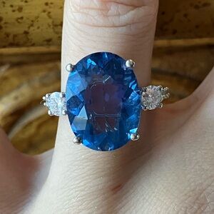 Color Changing Fluorite Moissanite Sterling Silver Ring Size 7